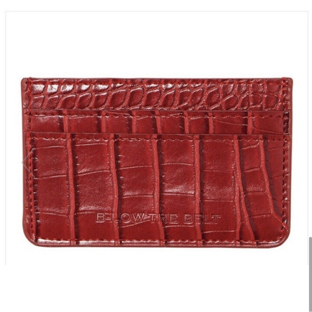 Crocodile Faux Leather Credit Card Case License B-low The Belt Red Vegan